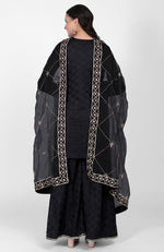 Black Phulkari Sharara Set With Gota Kasab Dupatta