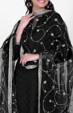 Black Phulkari Sharara Set With Gota Kasab Dupatta
