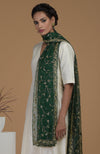 Emerald Green Zardozi Hand Embroidered Dupatta With Suit
