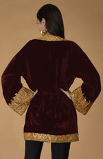 Burgundy Kashmiri Tilla Embroidered Kimono Jacket
