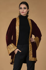 Olive Kashmiri Tilla Embroidered Kimono Jacket