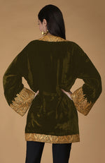Olive Kashmiri Tilla Embroidered Kimono Jacket