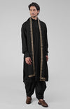Black Pintuck Pathani Kurta Salwar Set & Tilla Embroidered Dupatta