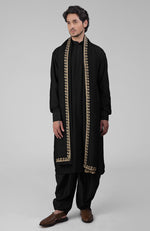 Mustard Pintuck Pathani Kurta Salwar Set & Tilla Embroidered Dupatta