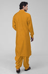 Mustard Pintuck Pathani Kurta Salwar Set & Tilla Embroidered Dupatta