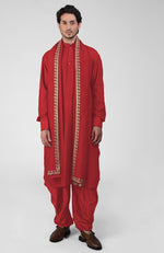 Mustard Pintuck Pathani Kurta Salwar Set & Tilla Embroidered Dupatta