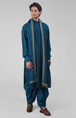 Olive Pintuck Pathani Kurta Salwar Set & Tilla Embroidered Dupatta