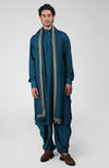 Emerald Green Pintuck Pathani Kurta Salwar Set & Tilla Embroidered Dupatta