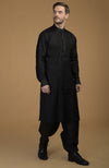 Classic Black Silk Pathani Kurta Set