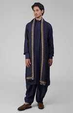 Emerald Green Pintuck Pathani Kurta Salwar Set & Tilla Embroidered Dupatta