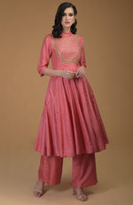 Peach Echo Inara Zardozi Hand Embroidered Kalidaar Suit