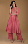 Peach Echo Inara Zardozi Hand Embroidered Kalidaar Suit