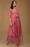 Peach Echo Inara Zardozi Hand Embroidered Kalidaar Suit