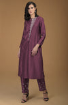 Burgundy Purple Inara Zardozi Hand Embroidered Kurta Set