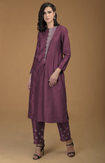 Burgundy Purple Inara Zardozi Hand Embroidered Kurta Set