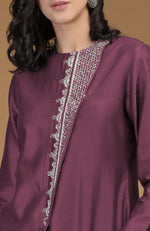 Burgundy Purple Inara Zardozi Hand Embroidered Kurta Set