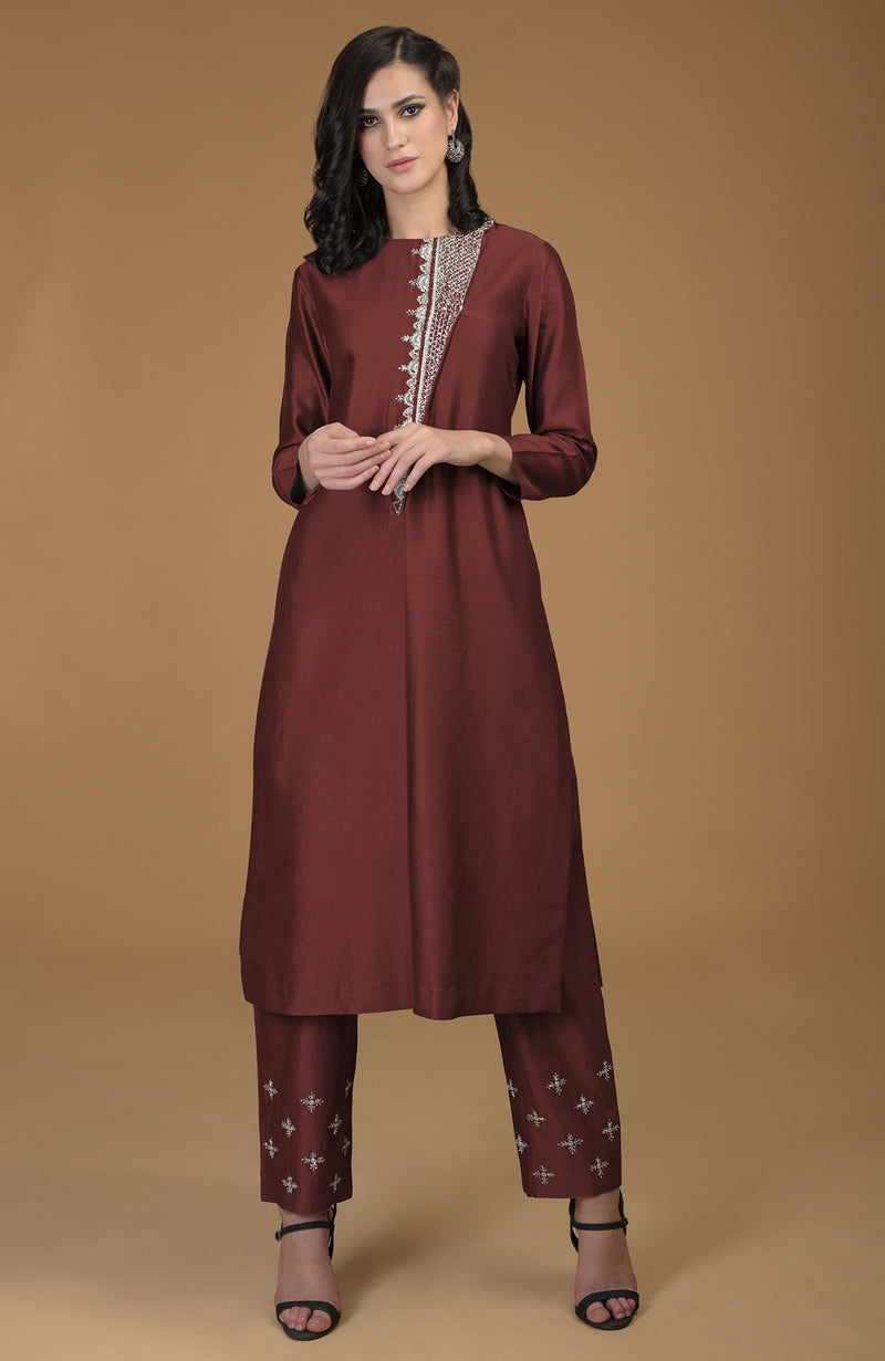 Charcoal Grey Inara Zardozi Hand Embroidered Kurta Set