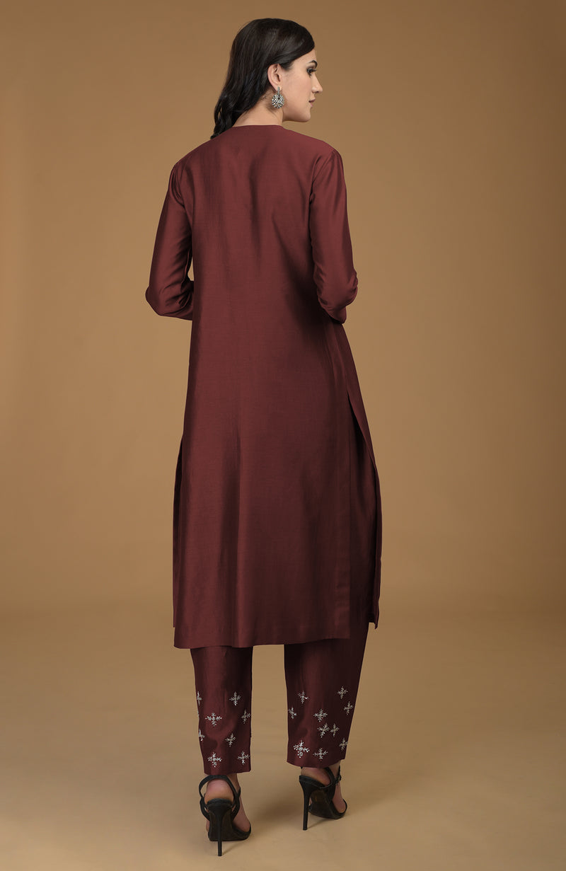Marsala Inara Zardozi Hand Embroidered Kurta Set