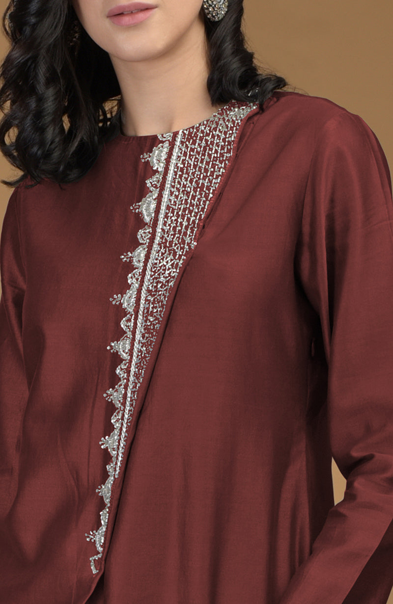 Marsala Inara Zardozi Hand Embroidered Kurta Set
