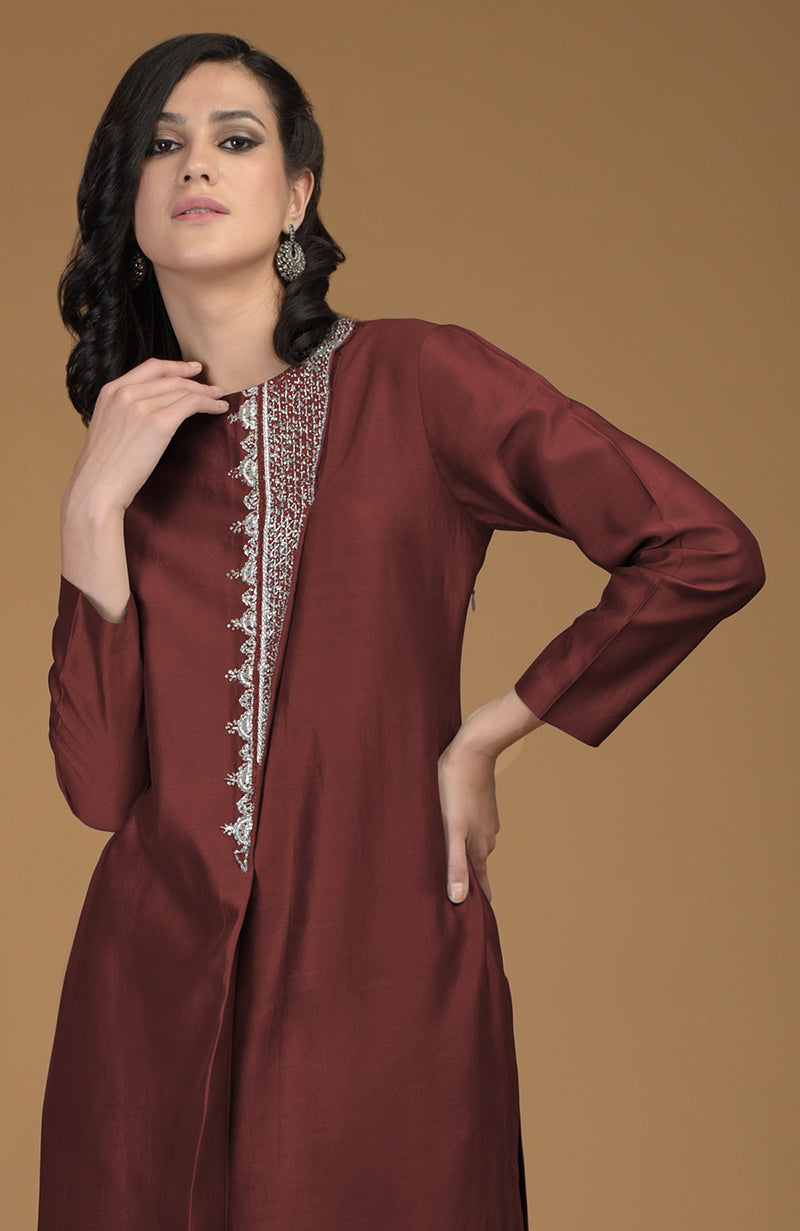 Marsala Inara Zardozi Hand Embroidered Kurta Set