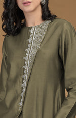 Olive Inara Zardozi Hand Embroidered Kurta Set