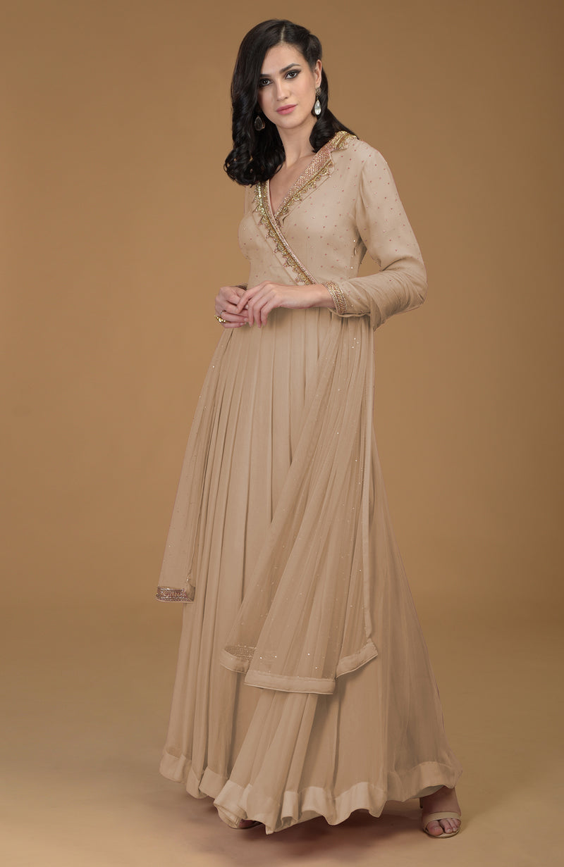 Slate Grey Inara Zardozi Hand Embroidered Kalidaar Dress