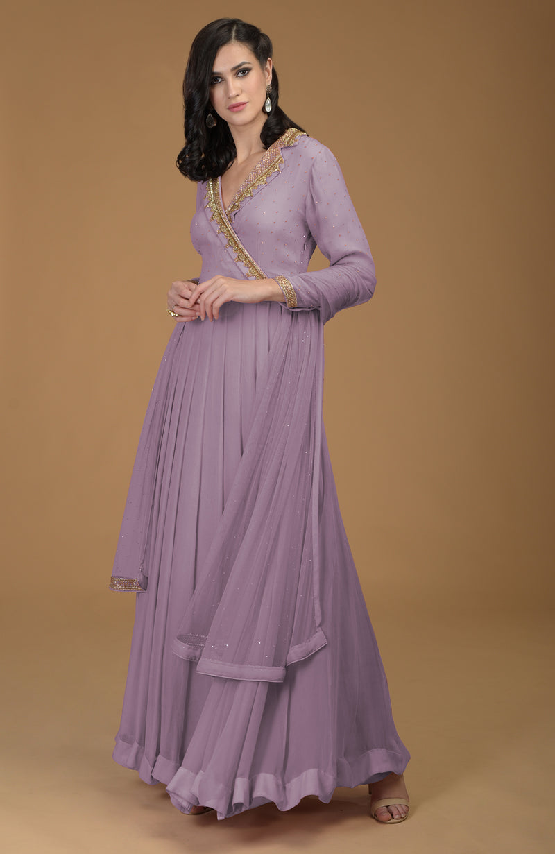 Slate Grey Inara Zardozi Hand Embroidered Kalidaar Dress