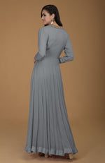 Slate Grey Inara Zardozi Hand Embroidered Kalidaar Dress