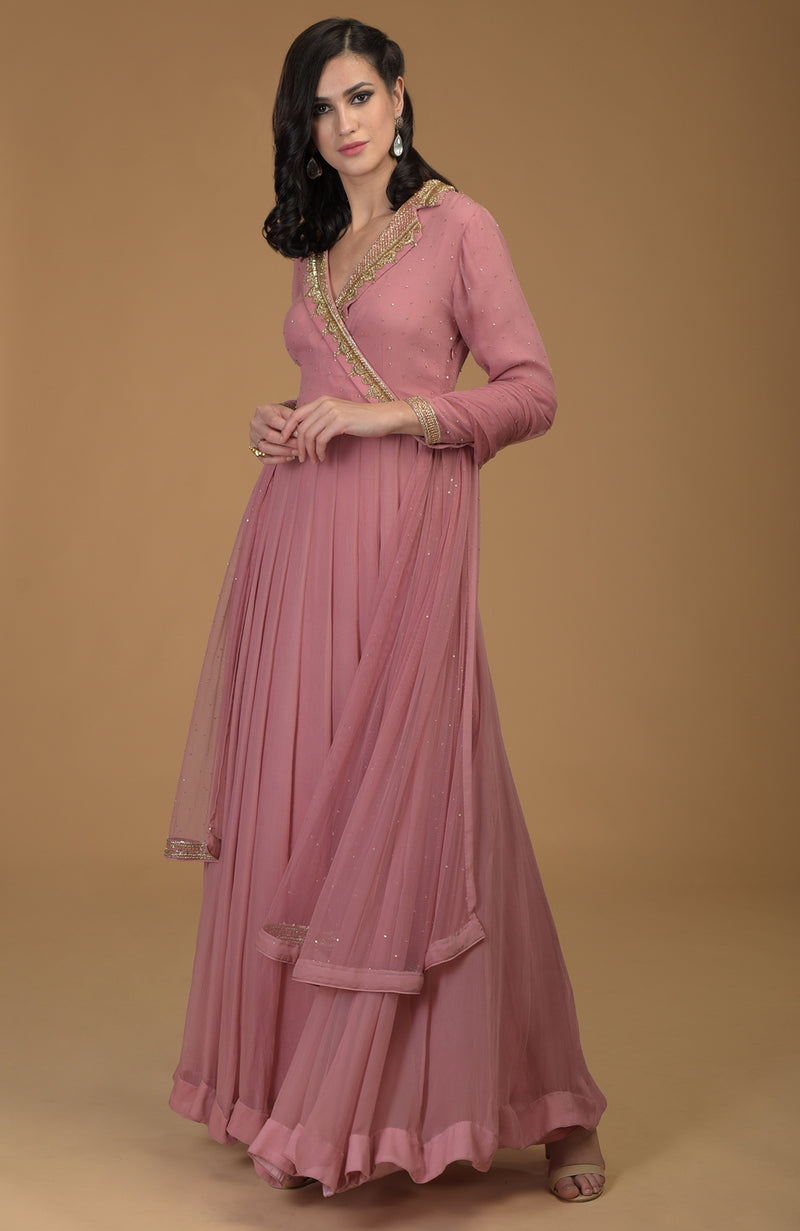 Withered Rose Inara Zardozi Hand Embroidered Kalidaar Dress