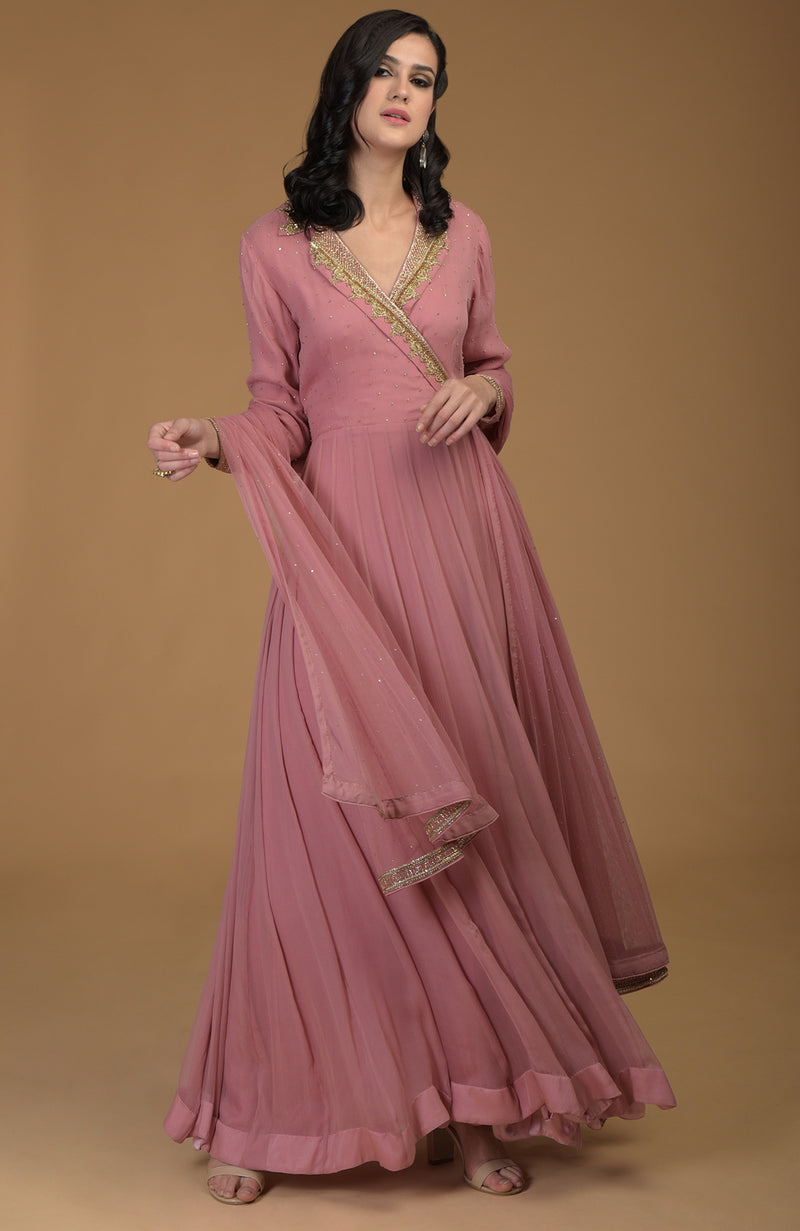 Withered Rose Inara Zardozi Hand Embroidered Kalidaar Dress