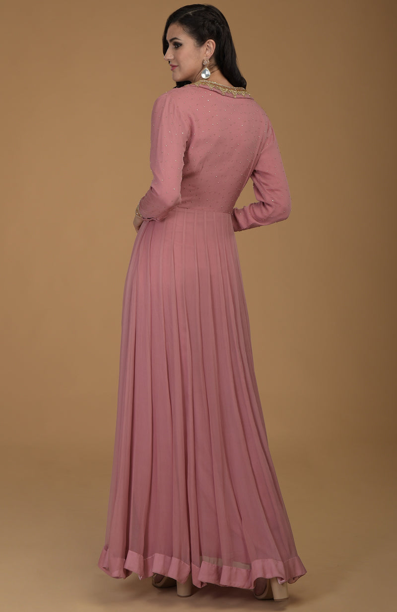 Withered Rose Inara Zardozi Hand Embroidered Kalidaar Dress