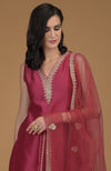 Ruby Red Zardozi Hand Embroidered Suit