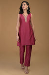 Ruby Red Zardozi Hand Embroidered Two Piece Suit