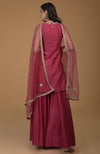 Ruby Red Zardozi Hand Embroidered Gharara Suit