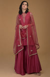 Ruby Red Zardozi Hand Embroidered Gharara Suit