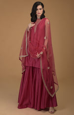 Ruby Red Zardozi Hand Embroidered Gharara Suit