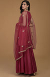 Ruby Red Zardozi Hand Embroidered Gharara Suit