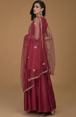 Ruby Red Zardozi Hand Embroidered Gharara Suit