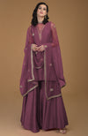Ruby Red Zardozi Hand Embroidered Gharara Suit
