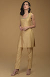 Nude Gold Zardozi Hand Embroidered Two Piece Suit