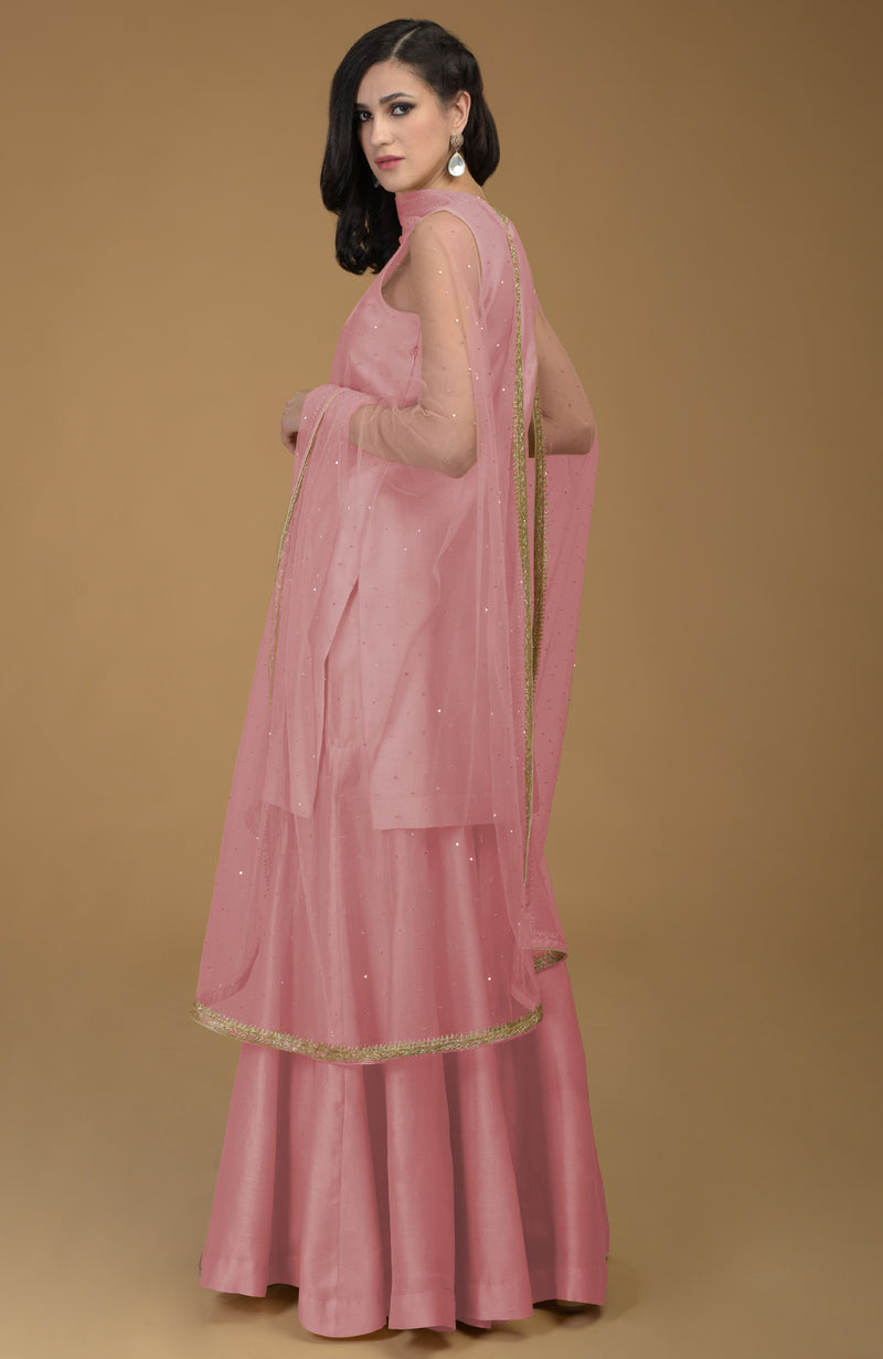 Rose Tan Zardozi Hand Embroidered Gharara Suit