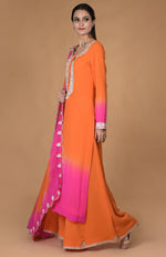 Orange-Hot Pink Ombre Tilla Embroidered Kurta Set