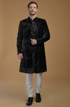Black Silk Velvet Sherwani