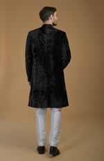 Black Silk Velvet Sherwani