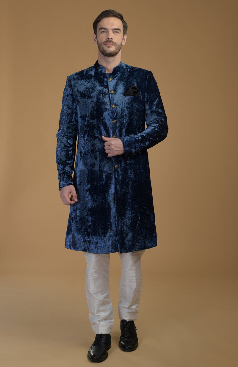 Maroon Silk Velvet Sherwani