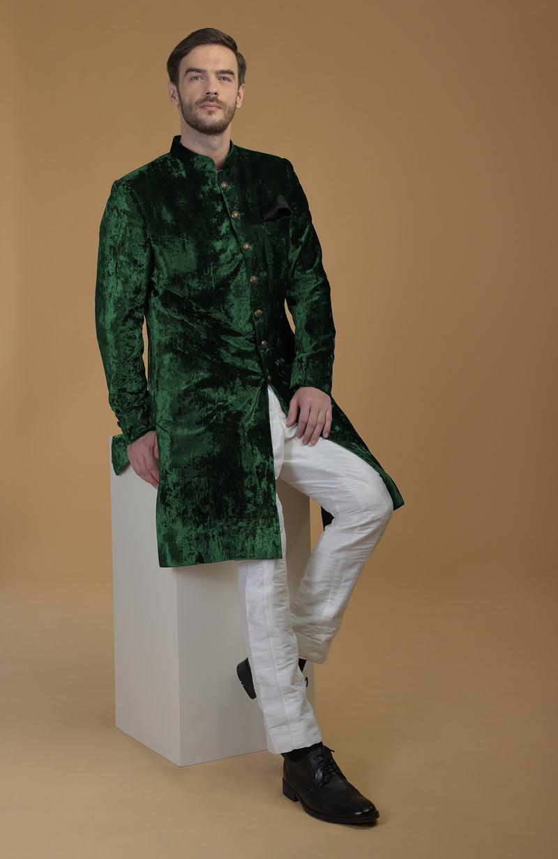 Maroon Silk Velvet Sherwani