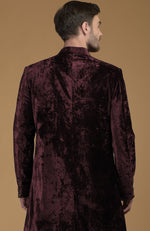 Maroon Silk Velvet Sherwani