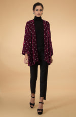 Maroon Crystal Hand Embroidered Silk Velvet Jacket
