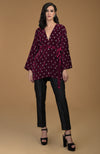 Maroon Crystal Hand Embroidered Silk Velvet Jacket