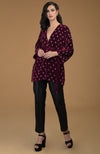 Maroon Crystal Hand Embroidered Silk Velvet Jacket